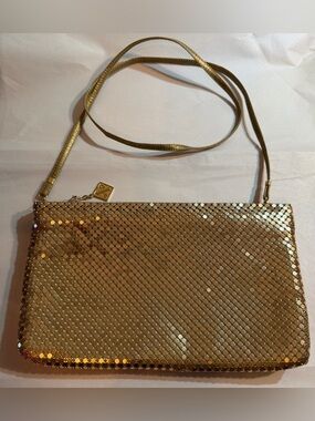 VINTAGE Whiting & Davis Gold Mesh Crossbody Purse Evening Bag Metallic, NWOT